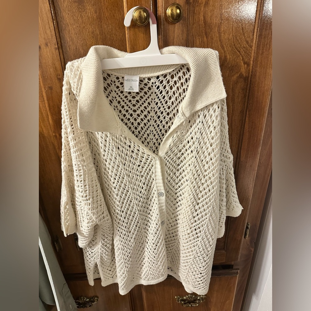 Croft & Barrow Ivory Open-Knit Cardigan